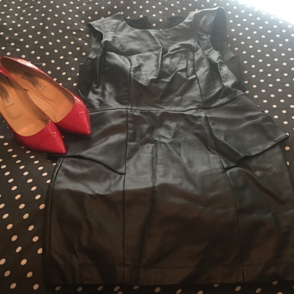 LBD Fitted Pleather Back Dress